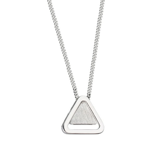 Lady Alloy Triangle Full Crystal Photo Frame Pendant Floating Locket Necklace
